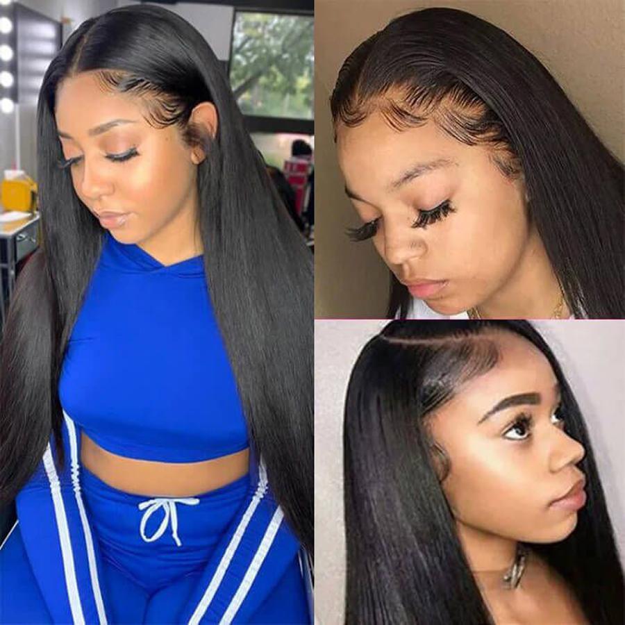 Human Hair Wigs 13 x 4 Lace Front Wigs Virgin Hair Straight Wig #1B