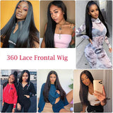 Human Hair Wigs 360 Lace Frontal Wigs Virgin Hair Straight Wig #1B