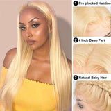 Human Hair Wigs 13 x 4 Lace Front Wigs Virgin Hair Straight Wig #613 Blonde