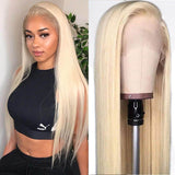 Pre-Plucked Lace Front Wigs Virgin Hair Straight Wig #613 Blonde