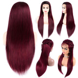 Human Hair Wigs 13 x 4 Lace Front Wigs Virgin Hair Straight Wig #99J Burgundy