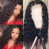 Human Hair Wigs 13 x 4 Lace Front Wigs Virgin Hair Water Wave Wig #1B